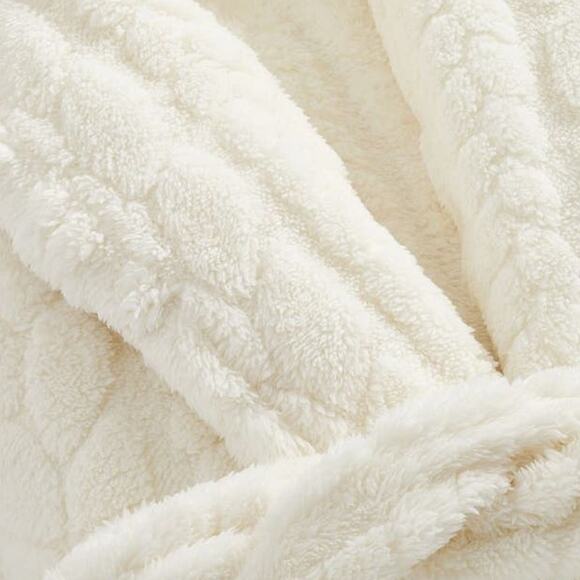Pottery Barn Unisex NEW Size Medium Plush Cable Robe Ivory NWT - Picture 3 of 8